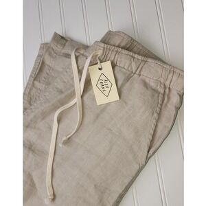 NWT Alex Crane Bo Pants Mens Medium Bone Color French Linen Drawstring